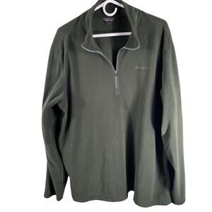 EDDIE BAUER Men's Green Quest Quarter‎ Zip Fleece Pullover Jacket Size TXL